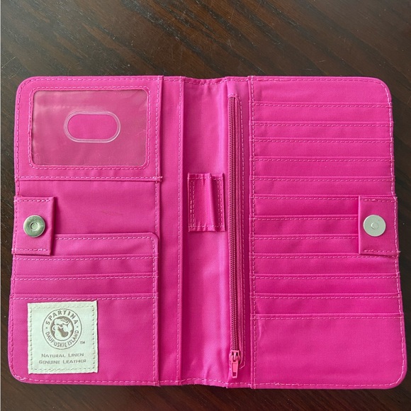 Spartina 449 Large BiFold Natural Linen Wallet Snap Close Floral - Picture 5 of 11